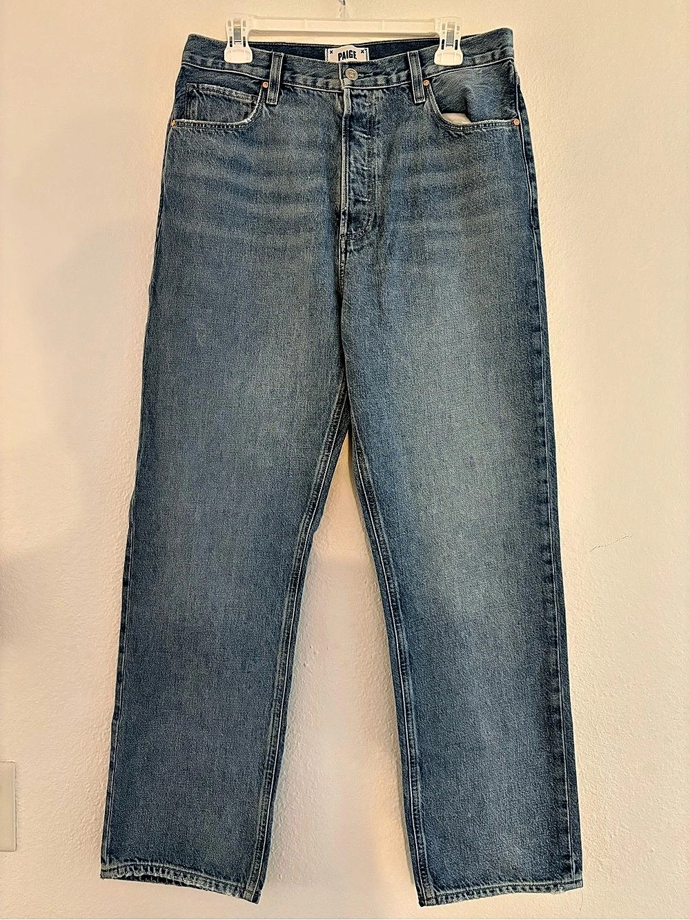 Paige Sawyer High-Rise Straight Leg Jeans Straight Leg Jeans in Blue Waist 30